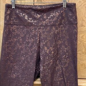 Soft Surroundings Brown Floral Jacquard leggings